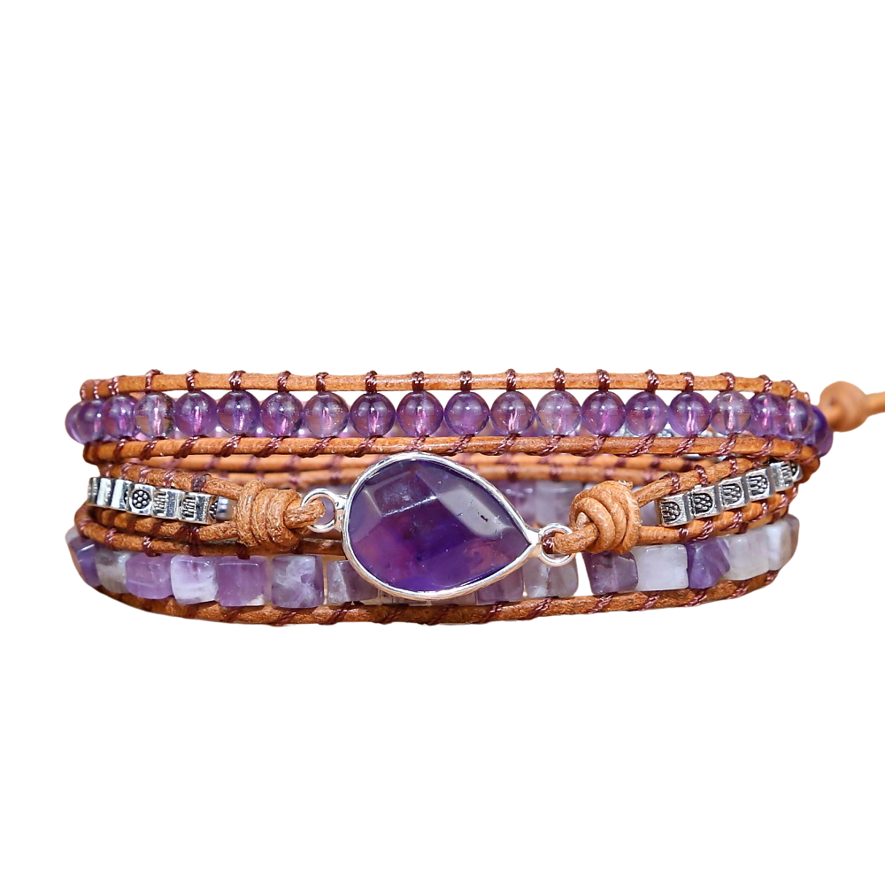 Amethyst 3-Layer Wrap Bracelet – Clarity & Intuition