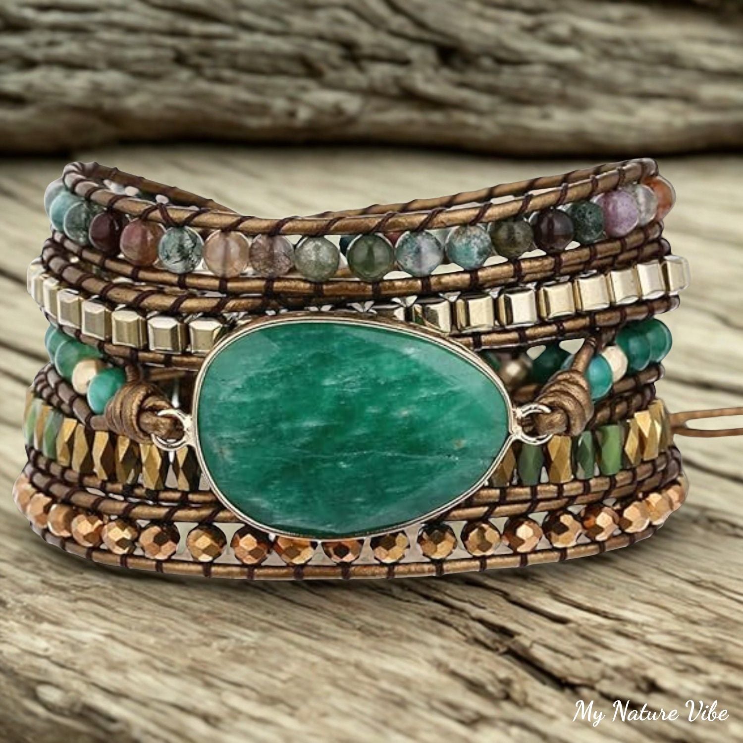1. Indian Agate Wrap Bracelet – Protection & Stability