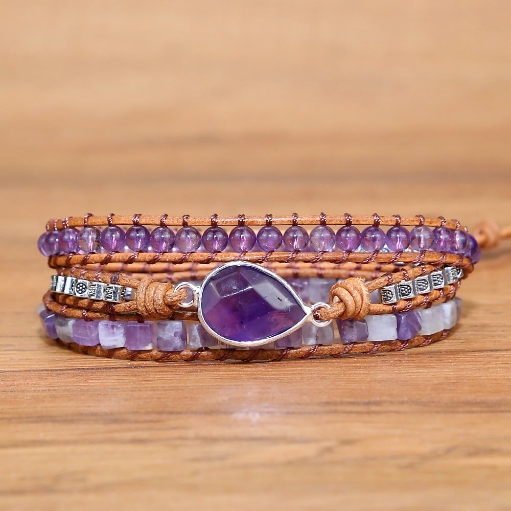 Amethyst 3-Layer Wrap Bracelet – Clarity & Intuition