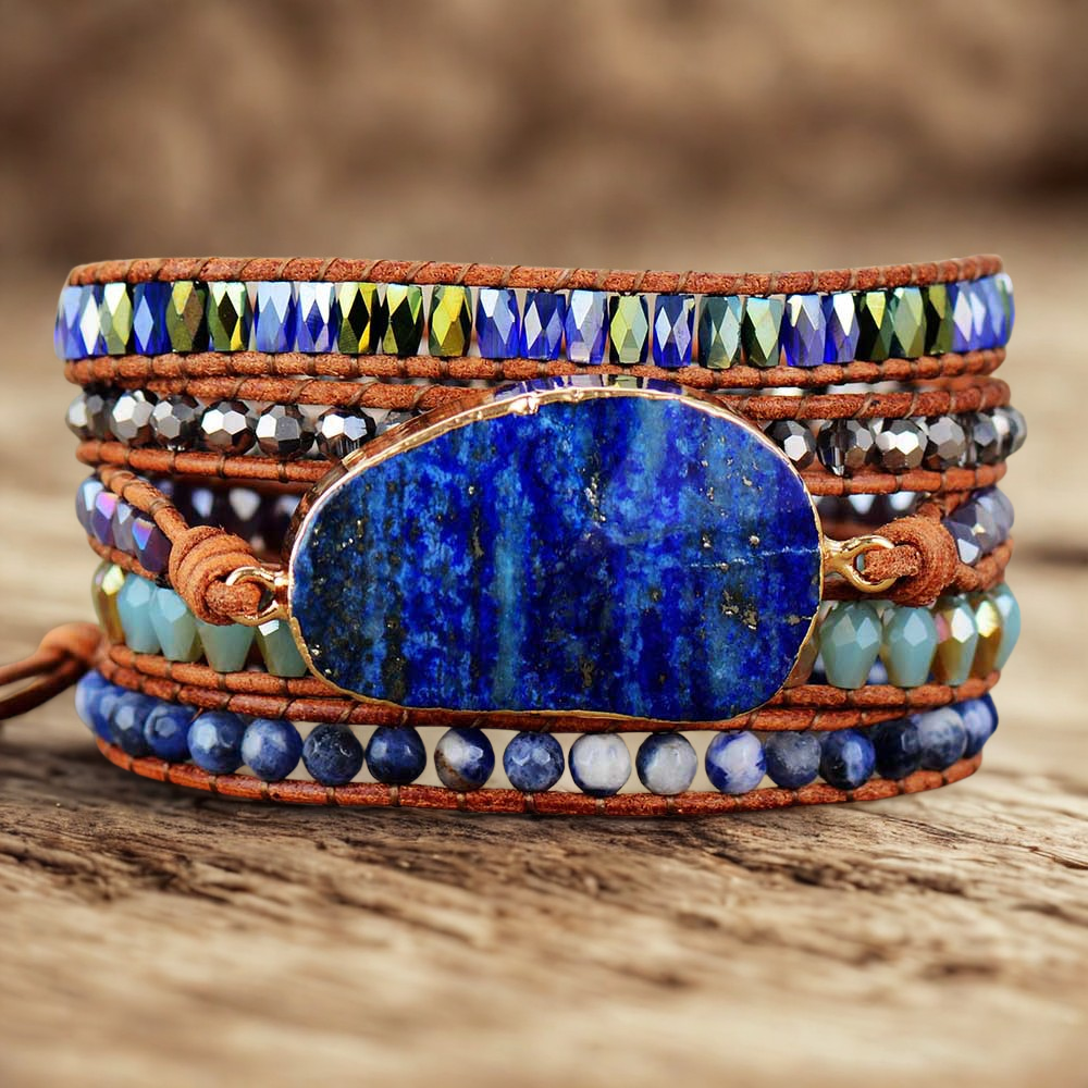 Lapis Lazuli 5-Layer Wrap Bracelet – Good Luck & Awareness