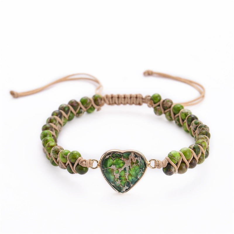 Green Jasper Heart Bracelet – Serenity & Emotional Balance