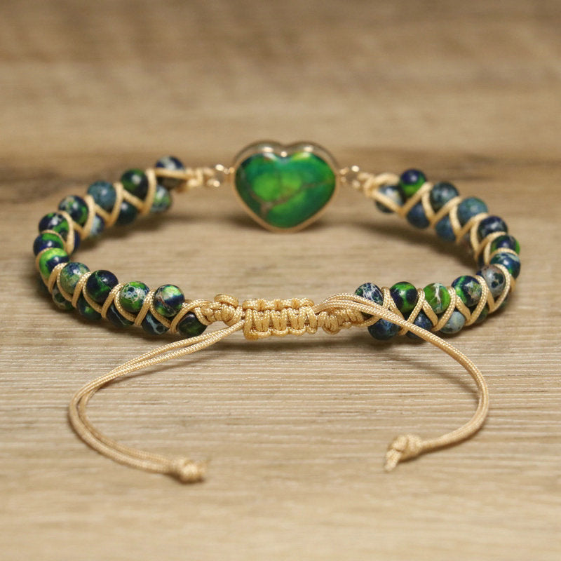 Green Jasper Heart Bracelet – Serenity & Emotional Balance