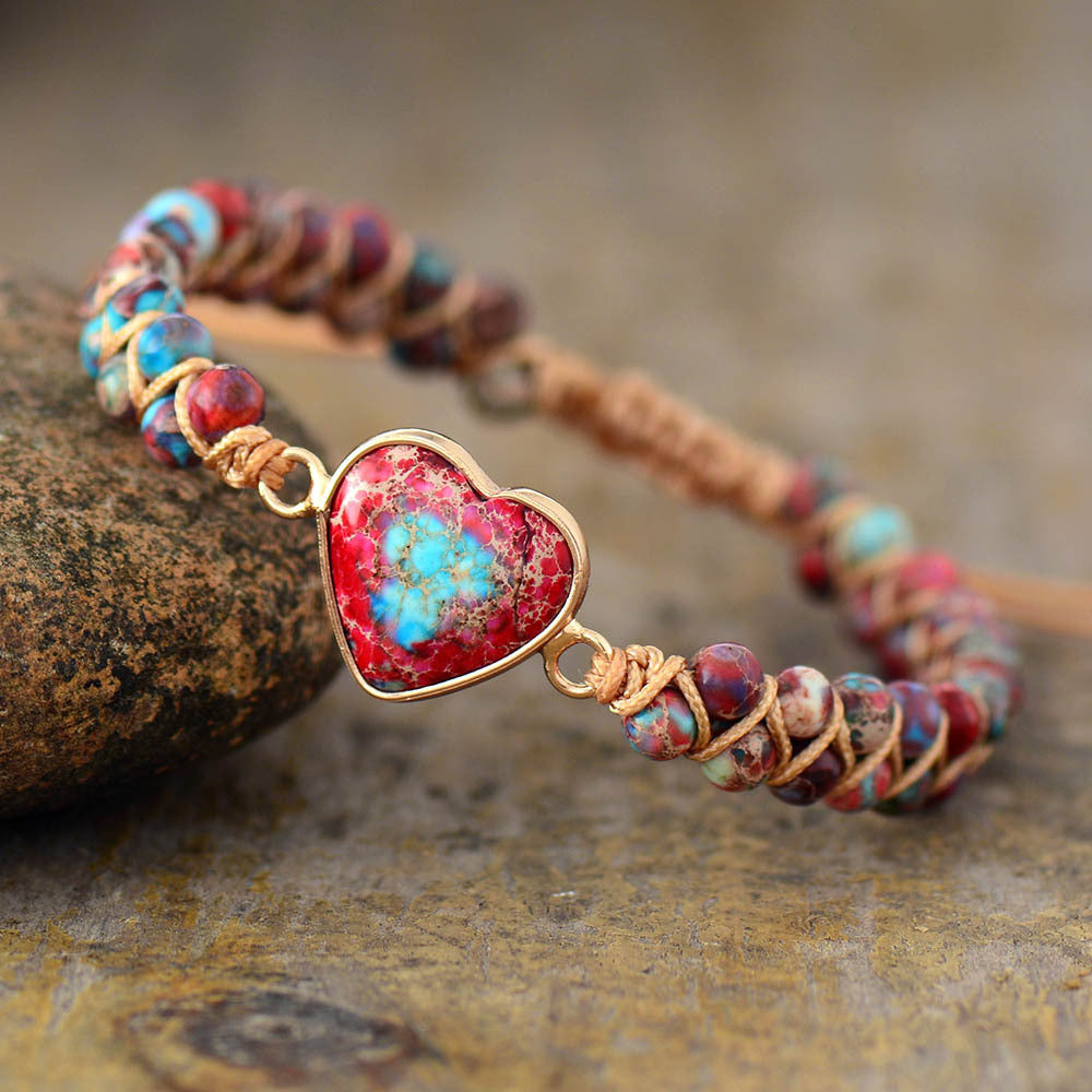 Imperial Jasper Heart Bracelet – Grounding & Confidence