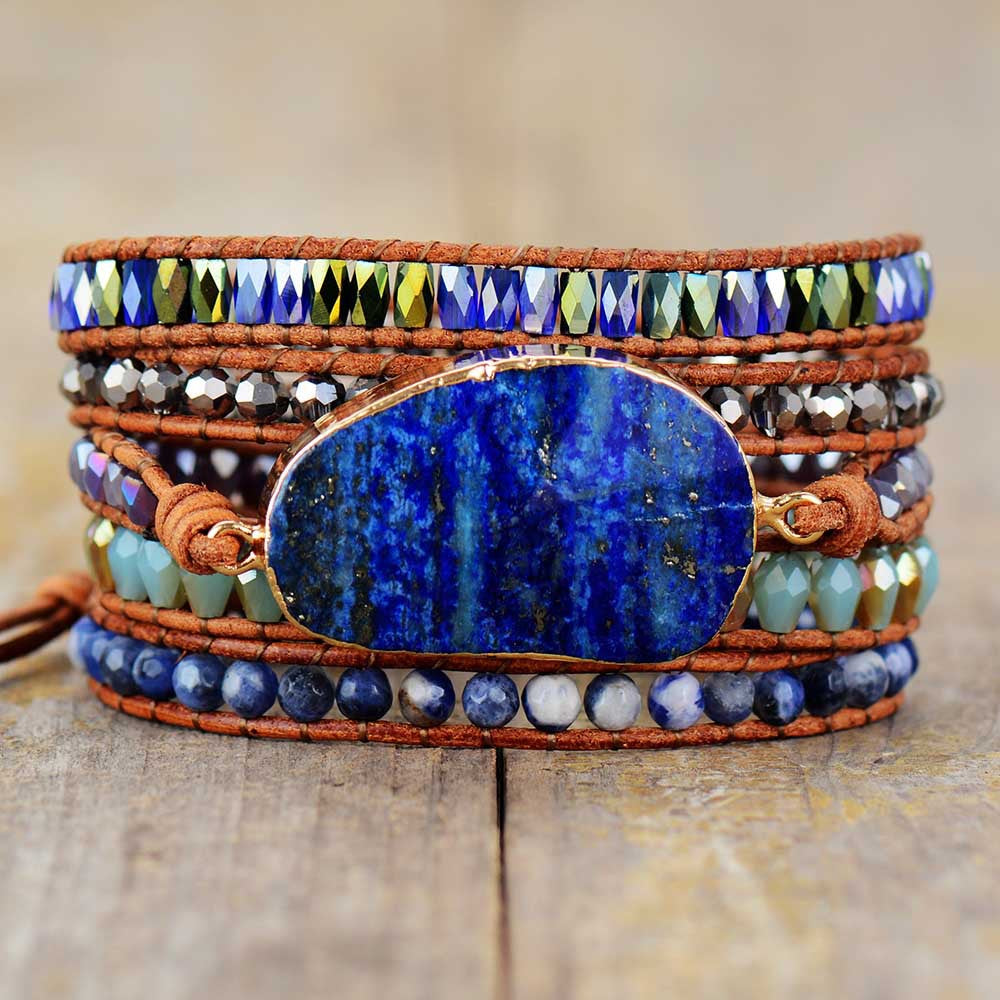 Lapis Lazuli 5-Layer Wrap Bracelet – Good Luck & Awareness