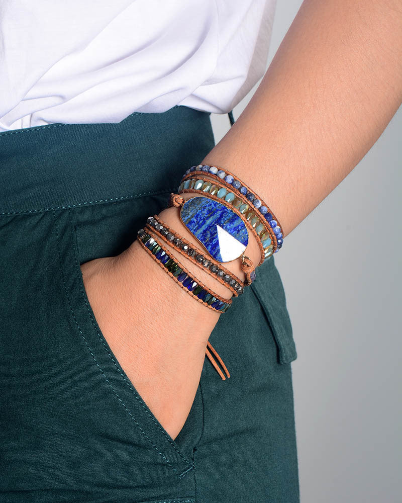 Lapis Lazuli 5-Layer Wrap Bracelet – Good Luck & Awareness