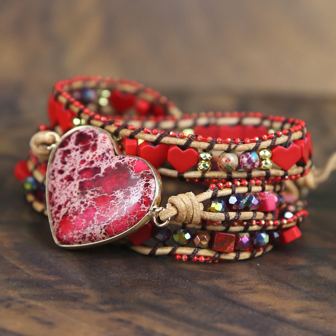 Regalite Jasper Heart Wrap Bracelet – Serenity & Strength