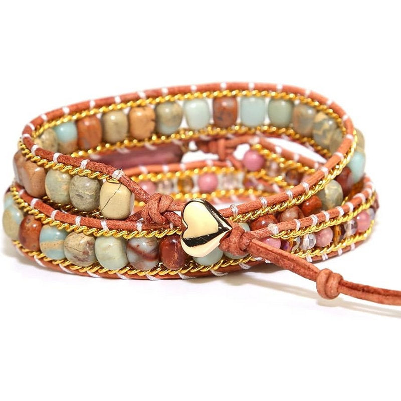 Rhodonite Heart Wrap Bracelet – Love & Healing