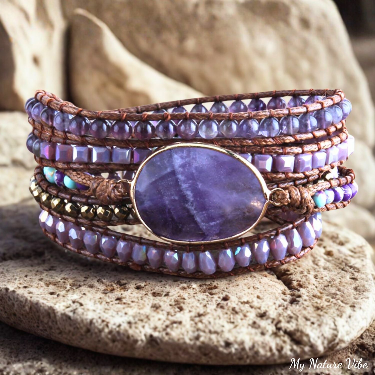 2. Amethyst 5-Layer Wrap Bracelet – Calmness & Balance