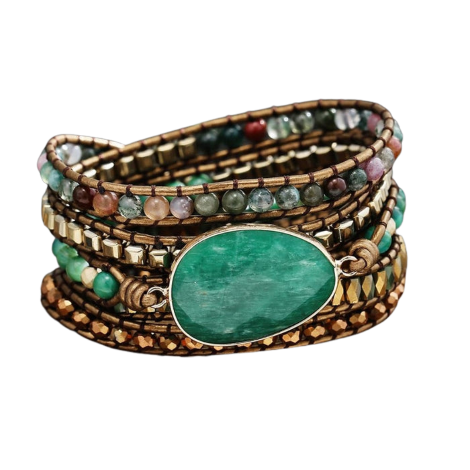 1. Indian Agate Wrap Bracelet – Protection & Stability