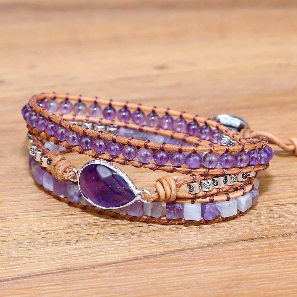 Amethyst 3-Layer Wrap Bracelet – Clarity & Intuition
