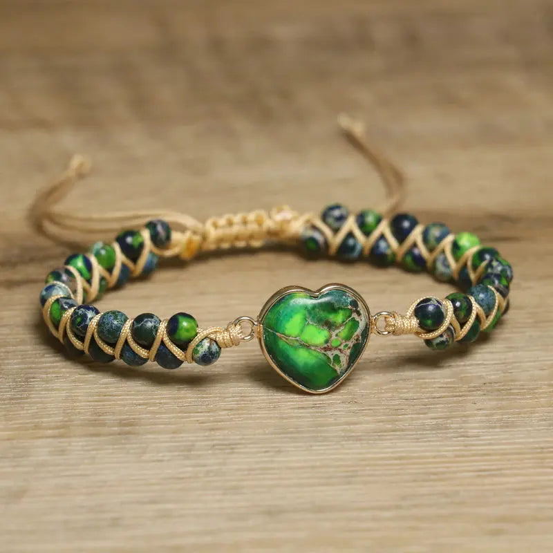 Green Jasper Heart Bracelet – Serenity & Emotional Balance