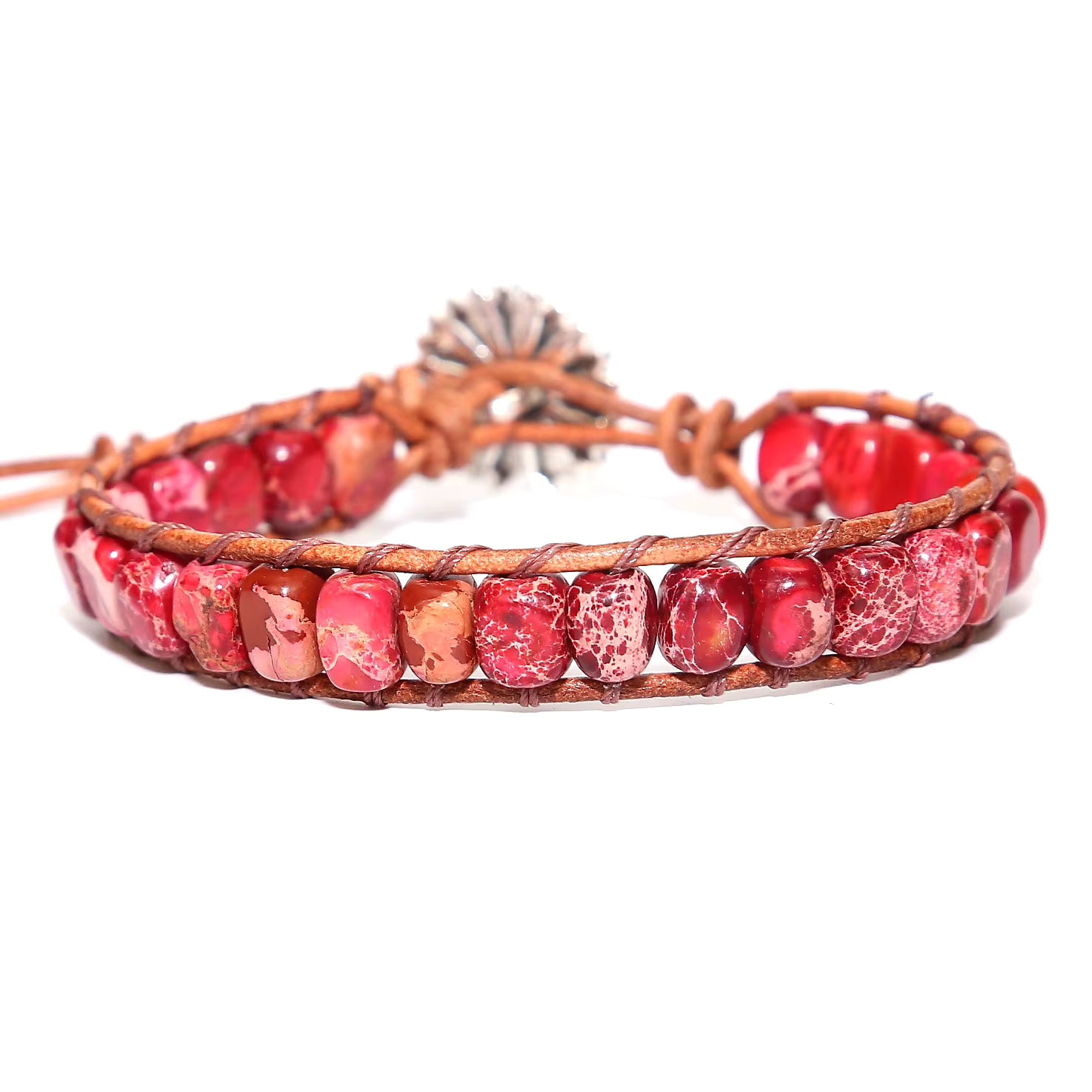 Red Jasper Single Row Bracelet – Vitality & Determination